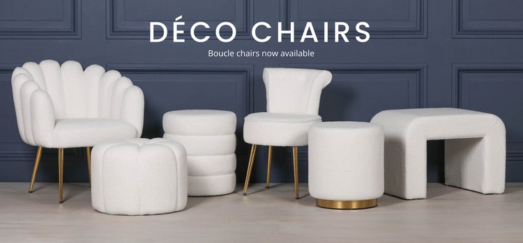 White Boucle Decor Chair & Footstools