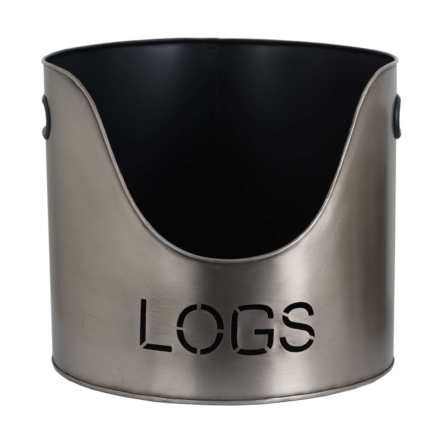 Pewter Finish Logs And Kindling Buckets & Matchstick Holder Set Of 3