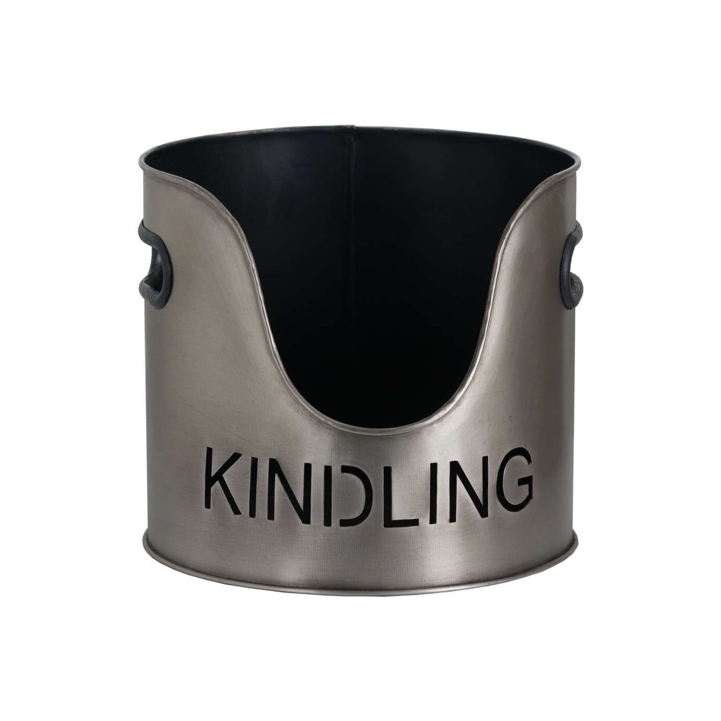 Pewter Finish Logs And Kindling Buckets & Matchstick Holder Set Of 3