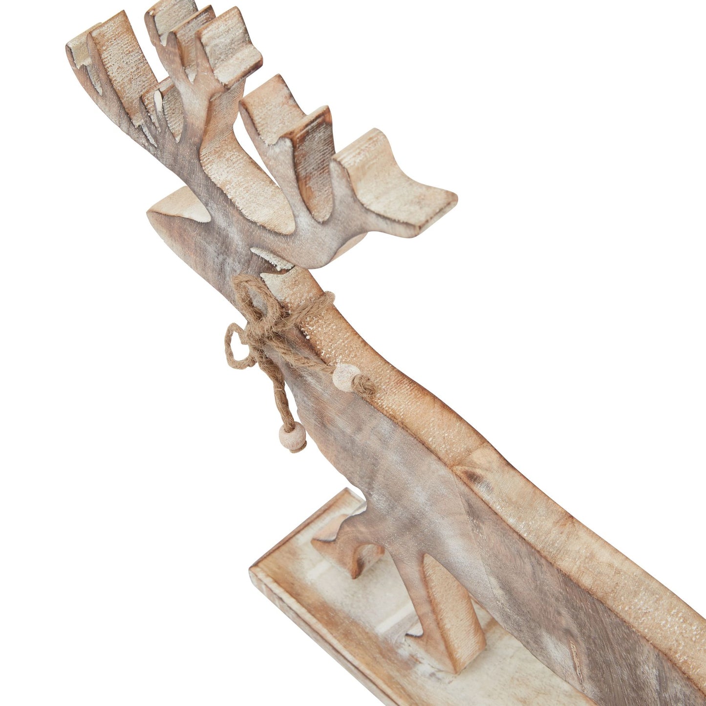 Large White Wash Collection Wooden Stag Decoration