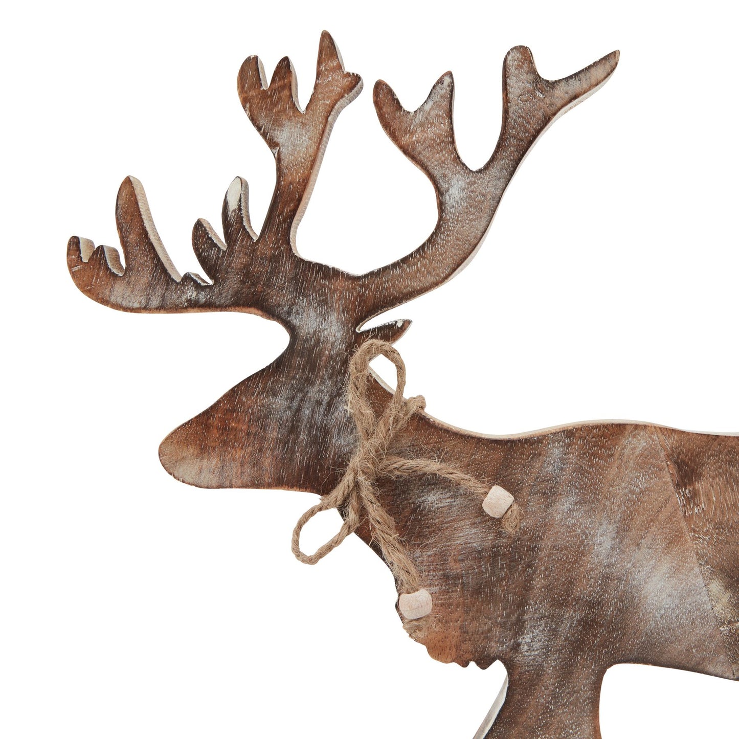 Large White Wash Collection Wooden Stag Decoration