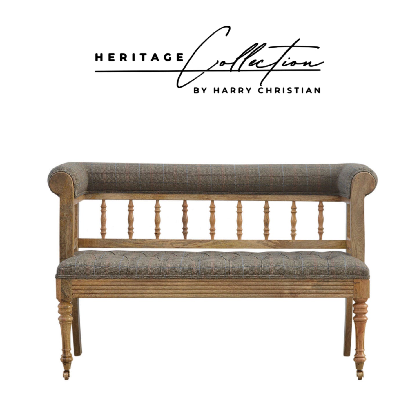 Heritage Collection Multi Tweed Deep Buttoned Bench