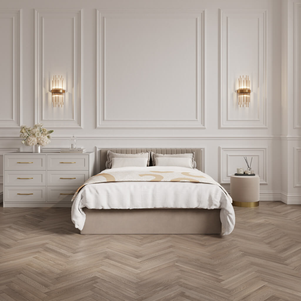Berlin Beige Double Ottoman Bed