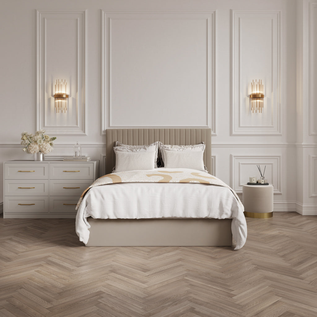 Berlin Beige Tall Kingsize Ottoman Bed