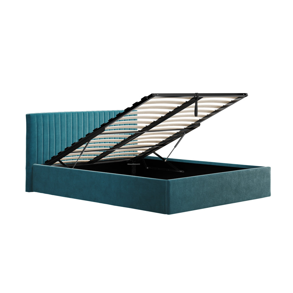 Berlin Teal Double Ottoman Bed