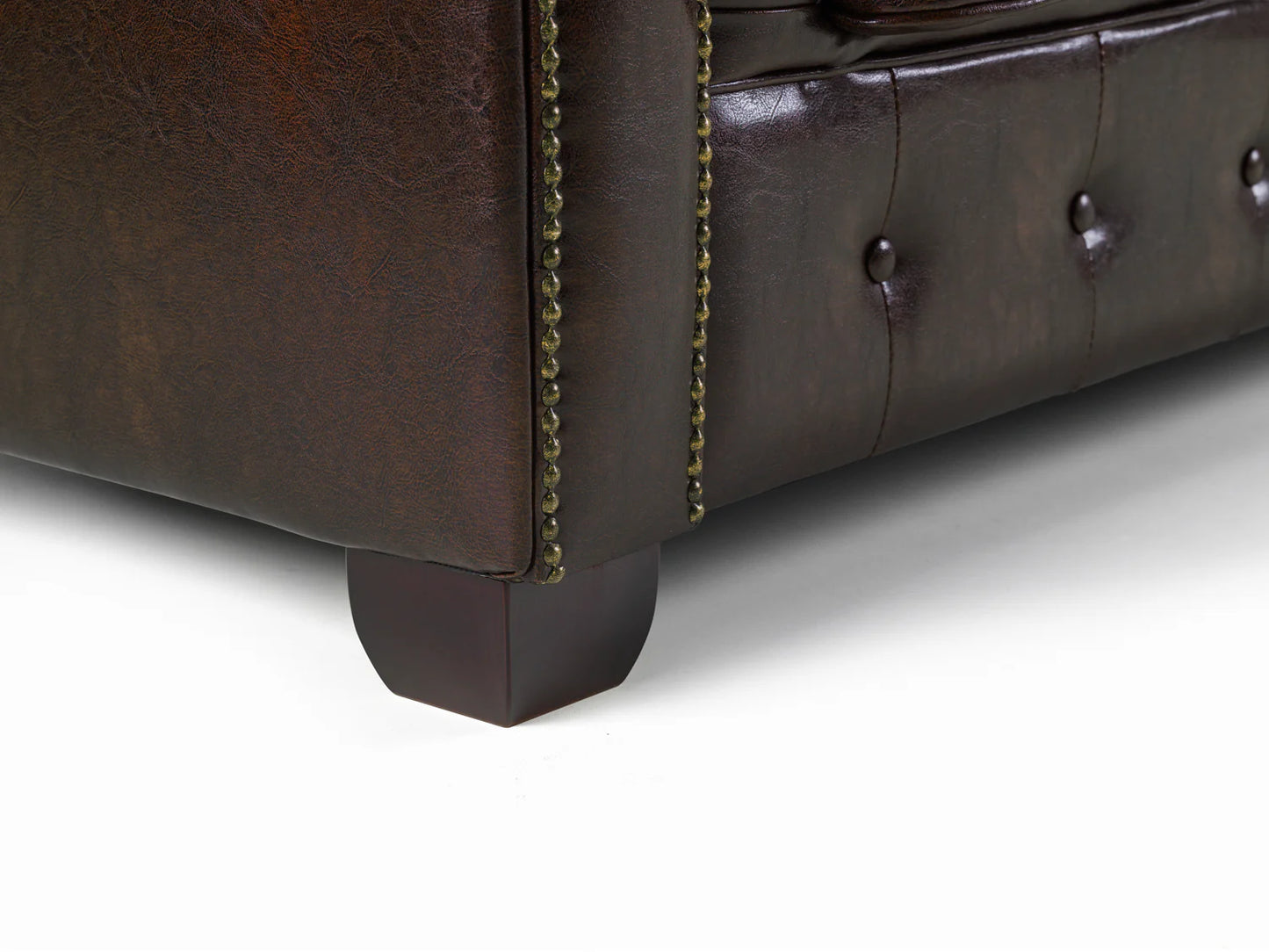 The Lancaster 3 Seater Chesterfield Sofa In Antique Brown Leather