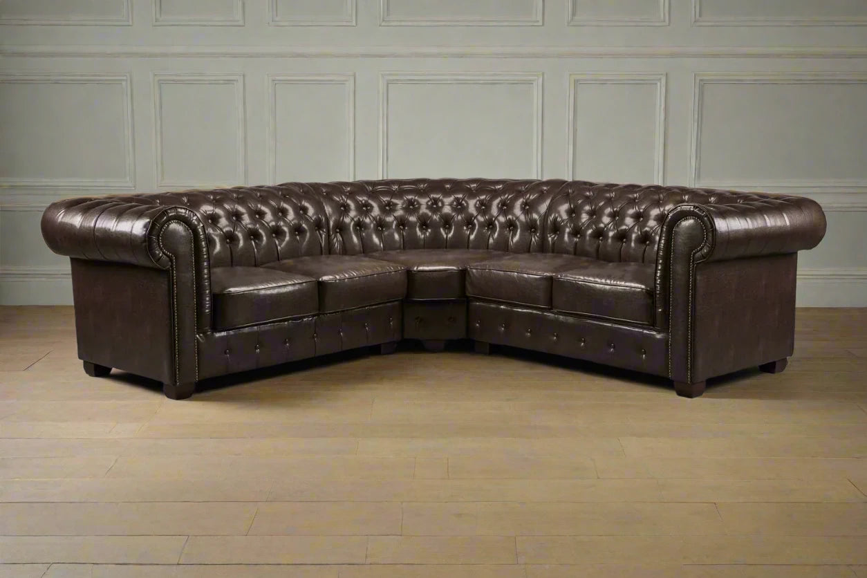 Chesterfield Corner Sofa Antique Brown Heritage Home UK