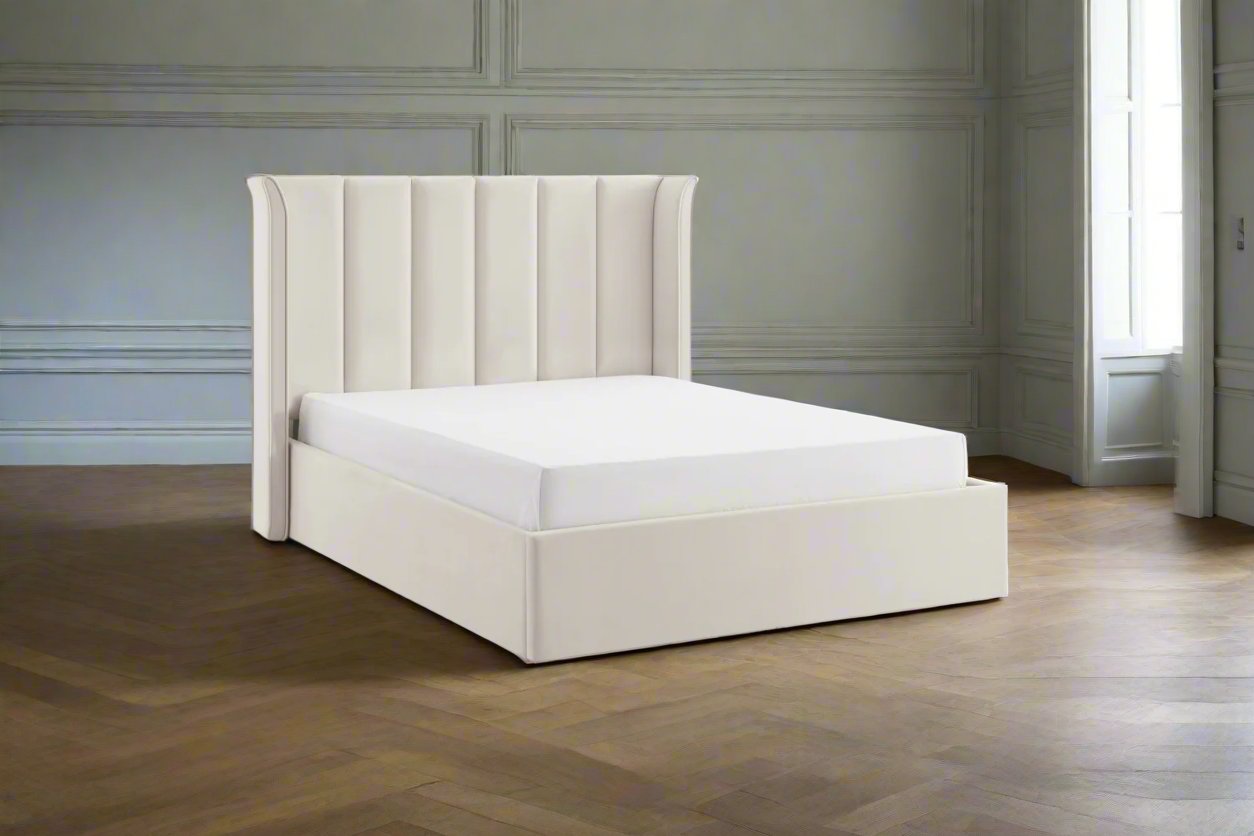 The Pumford Kingsize Storage Bed Natural Velvet