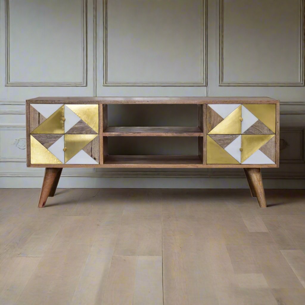 Gold and wood tv unit Heritage Home