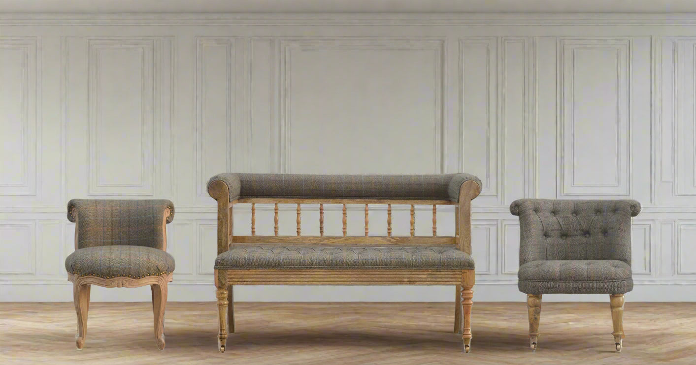 Heritage Collection By Harry Christian Banner including multi tweed upholstered seating pieces.