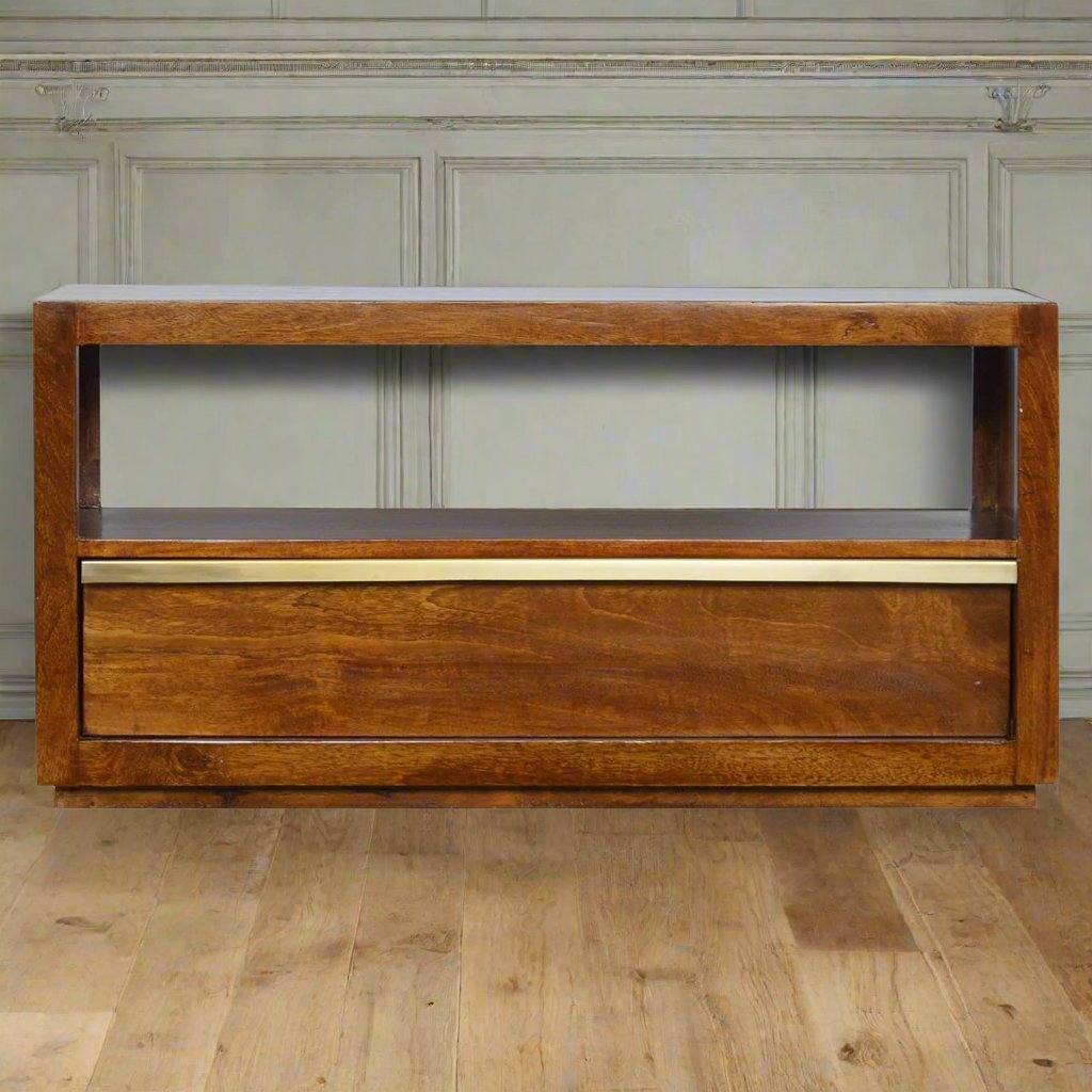 Heritage Home Chestnut And Gold Bar TV Cabinet