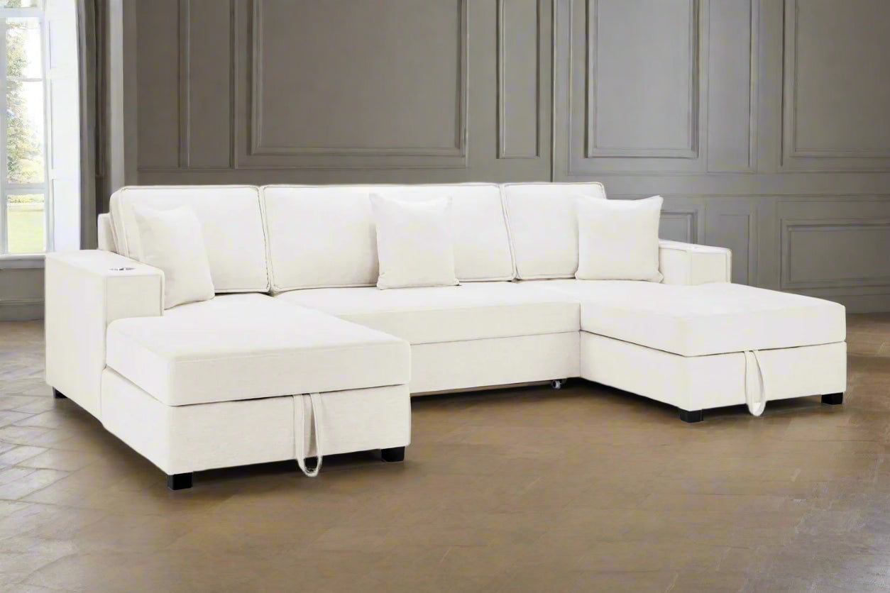 Heritage Home Ushape Sofa In Beige Cinema Corner Sofa