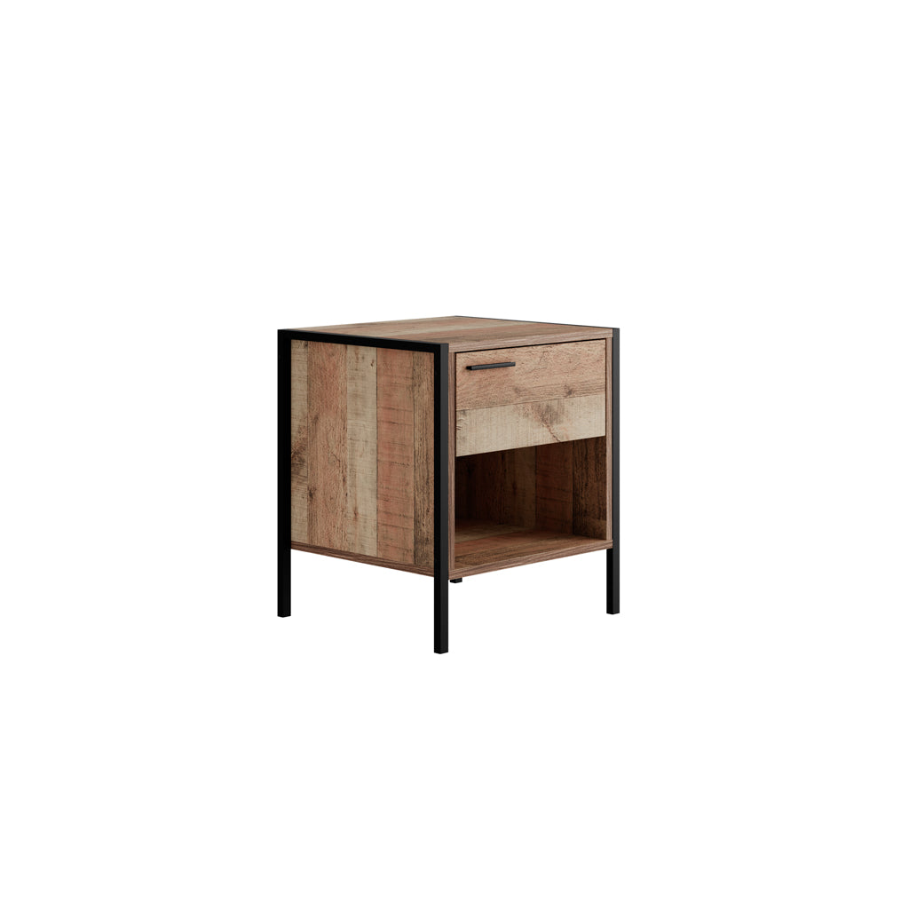 Harry Christian Home Distressed Oak Effect Bedside Cabinet