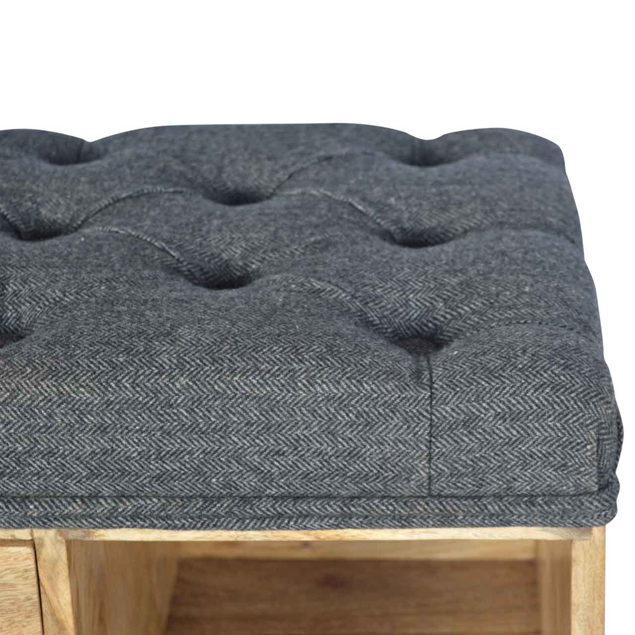 Heritage Collection Black Tweed Shoe Storage Hallway Bench