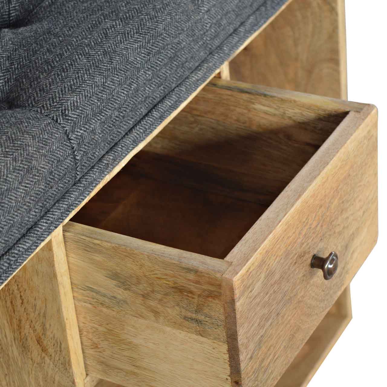 Heritage Collection Black Tweed Shoe Storage Hallway Bench