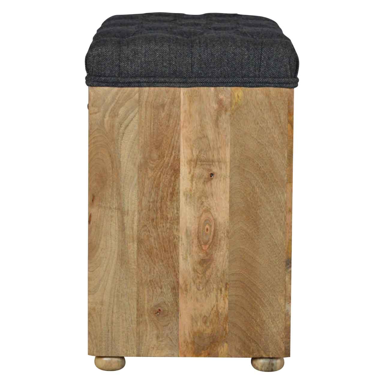 Heritage Collection Black Tweed Shoe Storage Hallway Bench