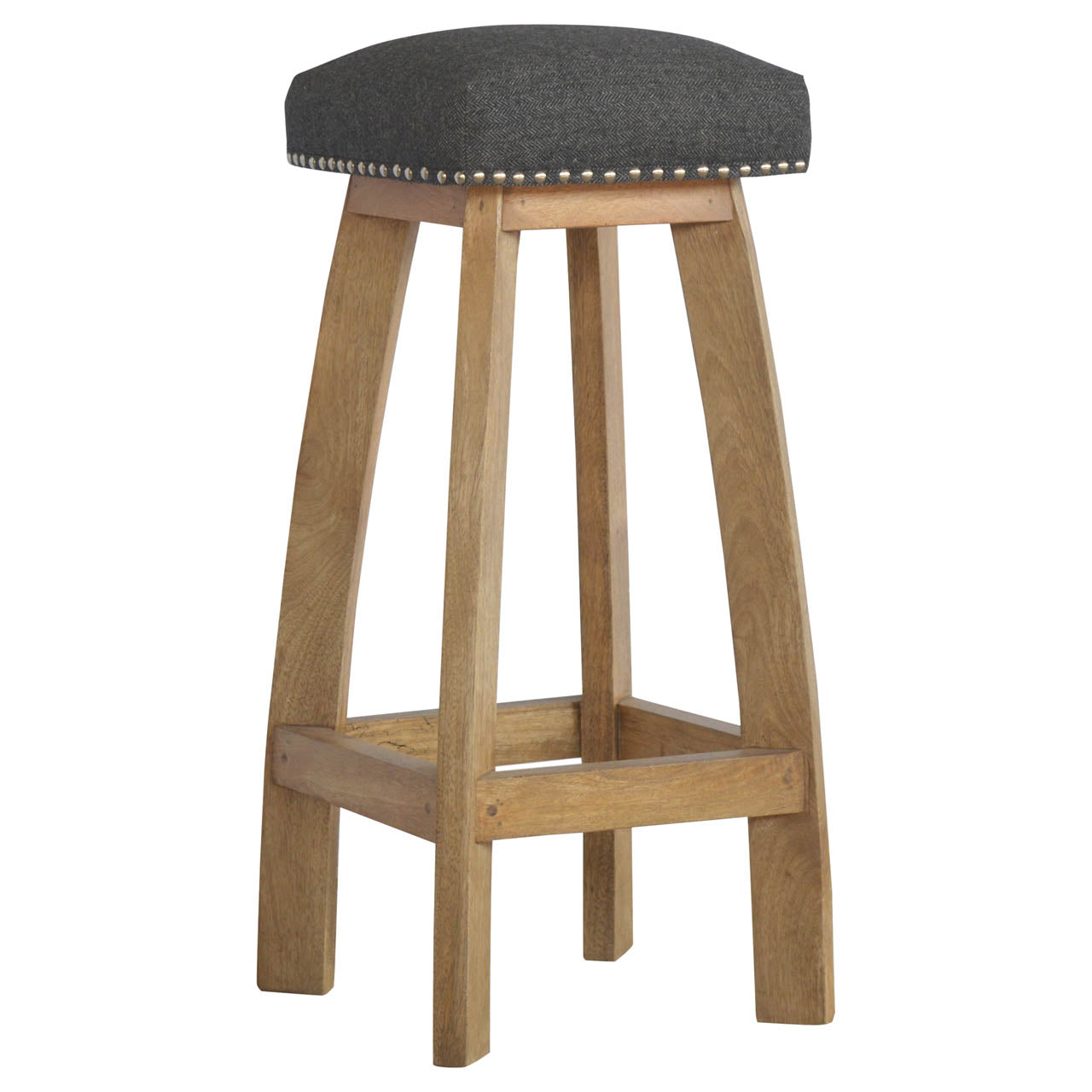Heritage Collection Black Tweed Studded Bar Stool