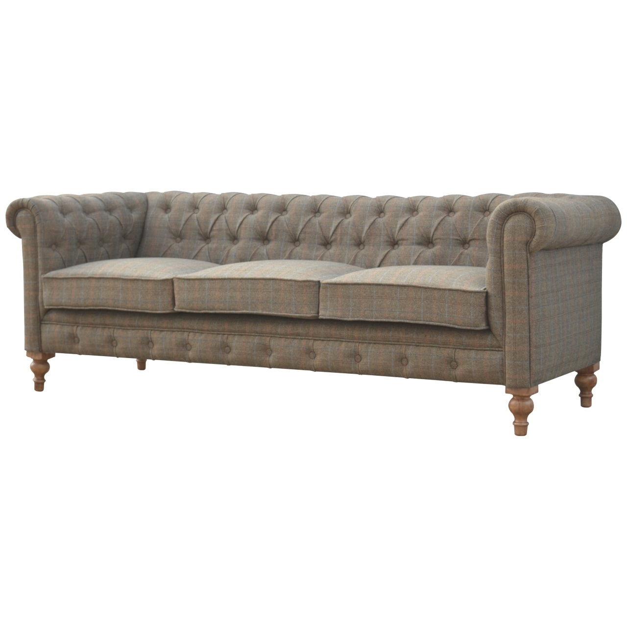 Heritage Collection Multi Tweed 3 Seat Chesterfield Sofa