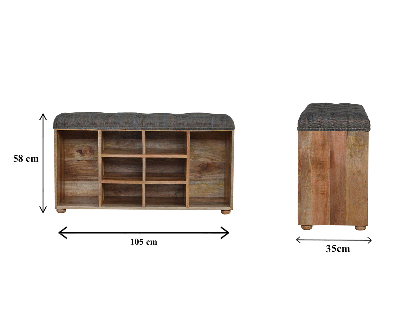 Heritage Collection Multi Tweed Open Shoe Storage Bench