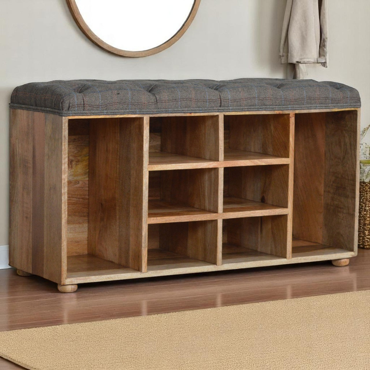 Heritage Collection Multi Tweed Open Shoe Storage Bench