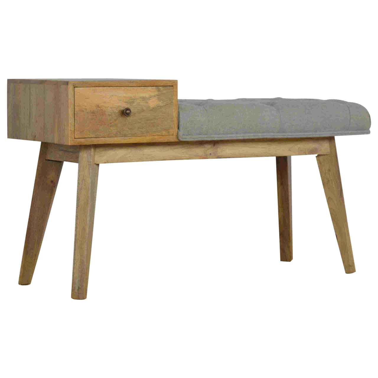 Heritage Collection Grey Tweed Hallway Bench with 1 Drawer