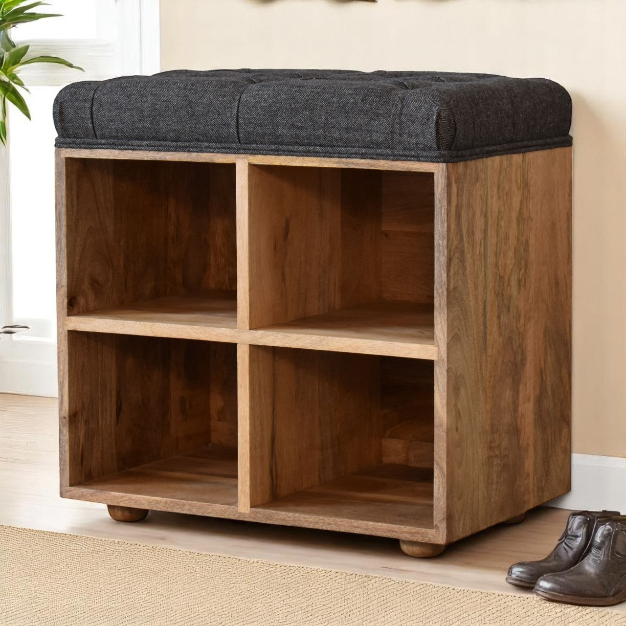 Heritage Collection Mini Black Shoe Storage Hallway Footstool