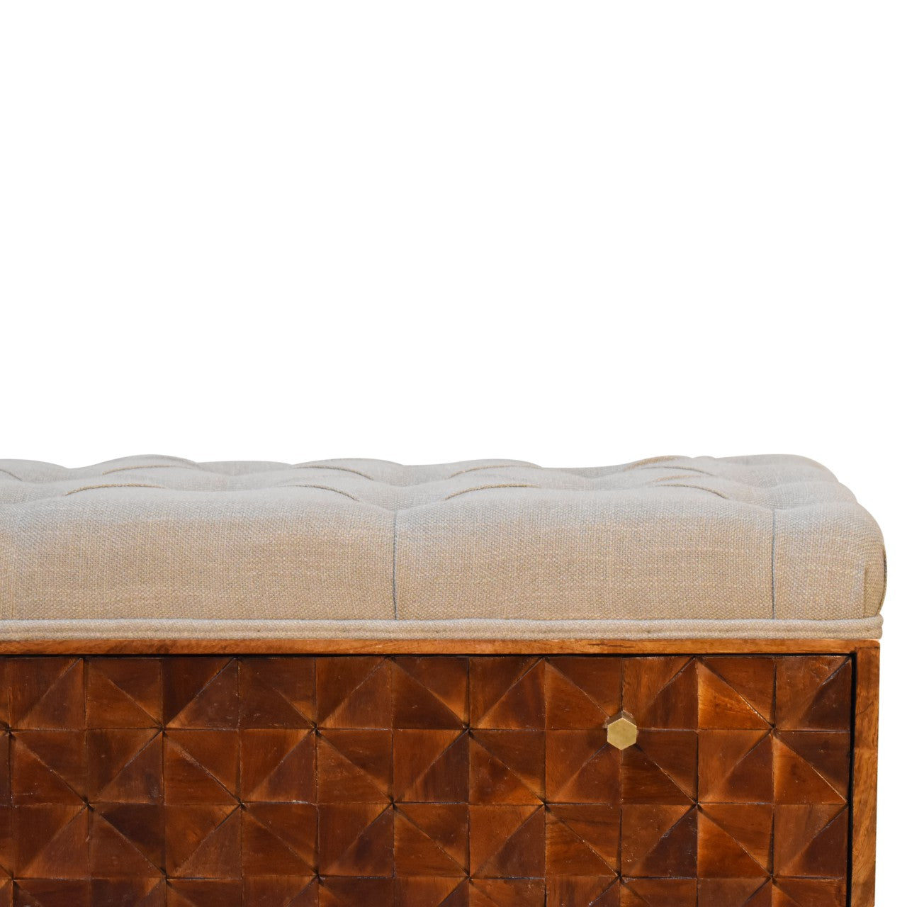 Heritage Collection Diamond Hand Carved Hallway Storage Bench Chestnut
