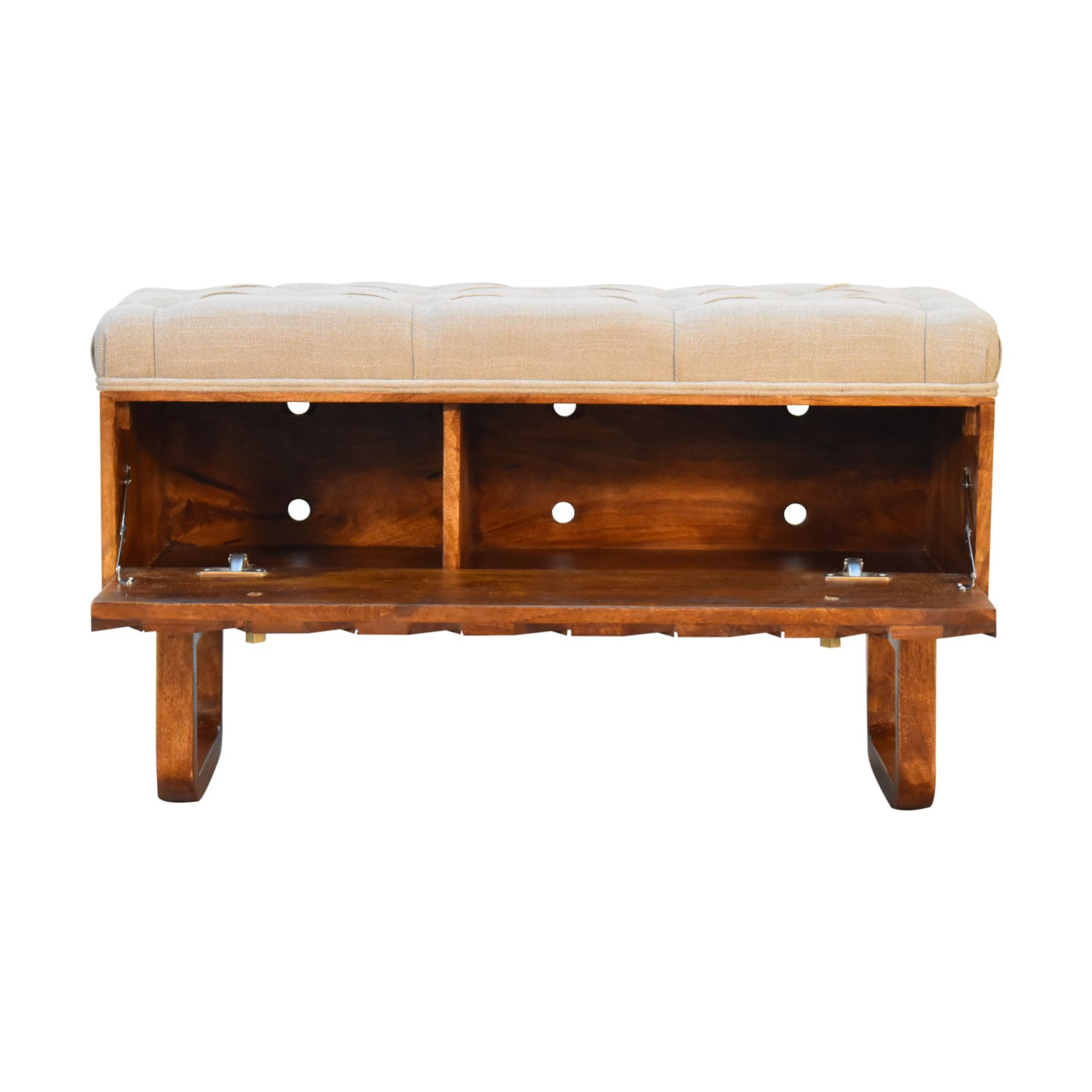 Heritage Collection Diamond Hand Carved Hallway Storage Bench Chestnut
