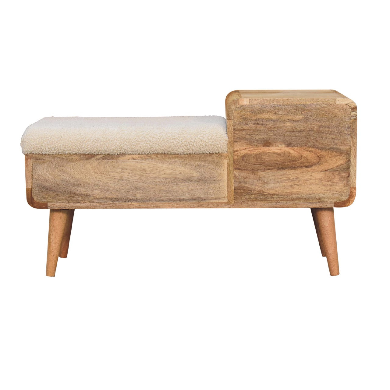 Heritage Collection Carved Telephone Hallway Bench Boucle Upholstery