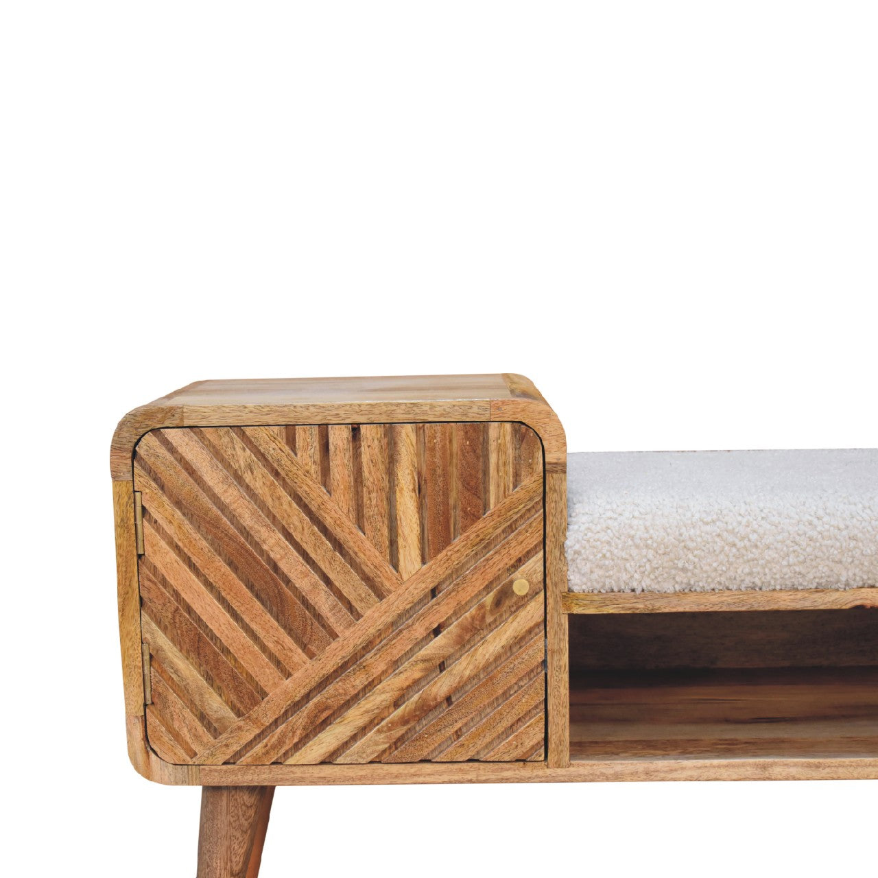 Heritage Collection Carved Telephone Hallway Bench Boucle Upholstery