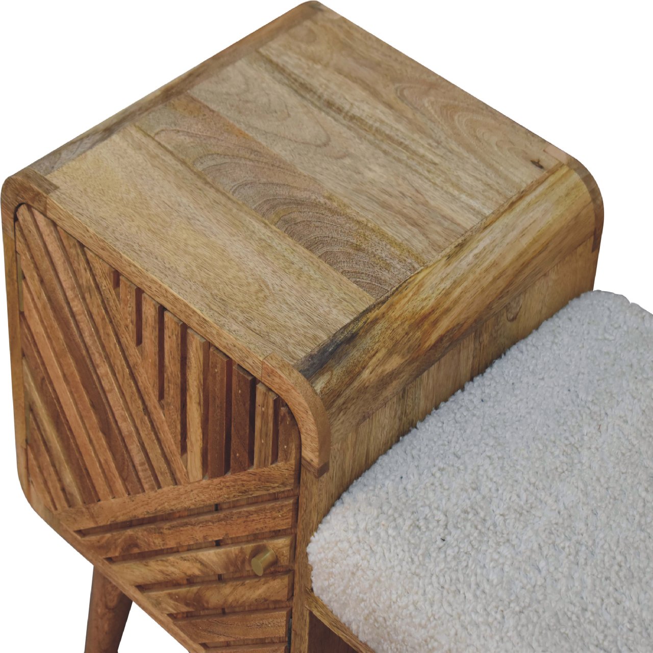 Heritage Collection Carved Telephone Hallway Bench Boucle Upholstery