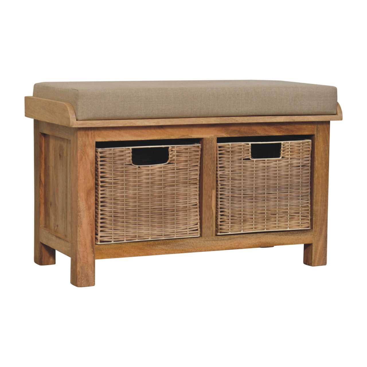 Heritage Collection Rattan Basket Linen Hallway Bench