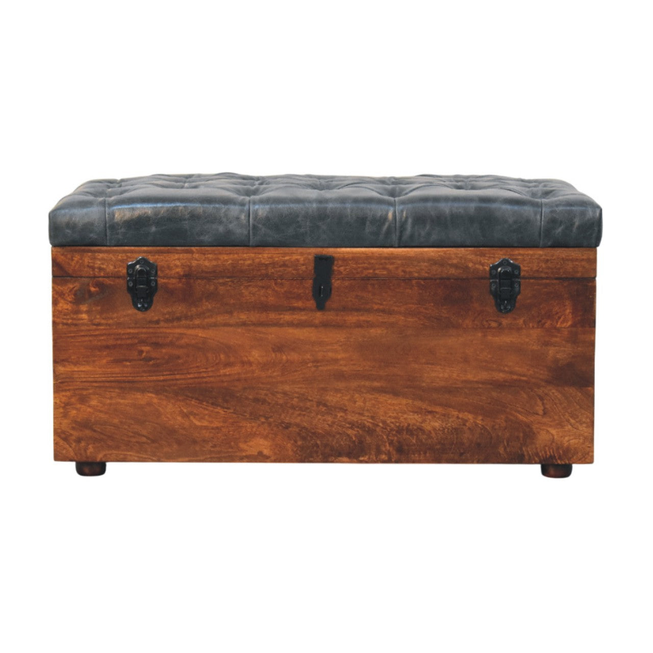 Heritage Collection Black Buffalo hide leather Storage Trunk