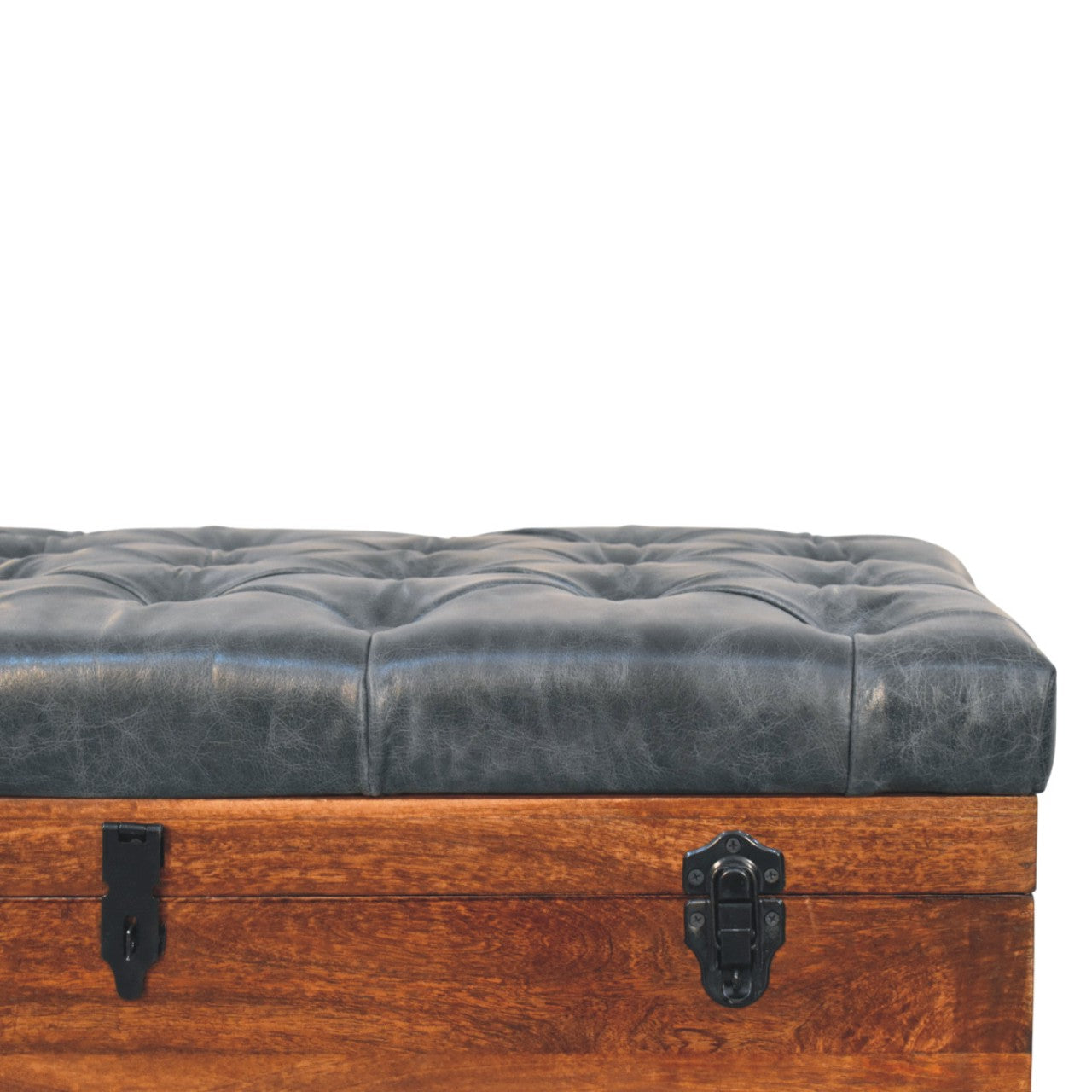 Heritage Collection Black Buffalo hide leather Storage Trunk