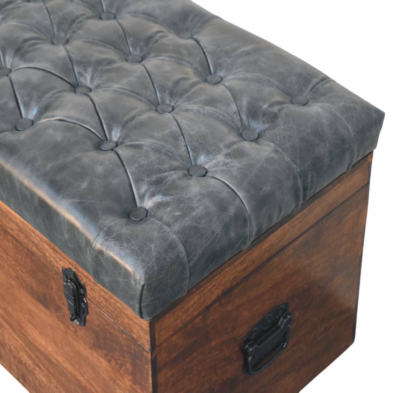 Heritage Collection Black Buffalo hide leather Storage Trunk