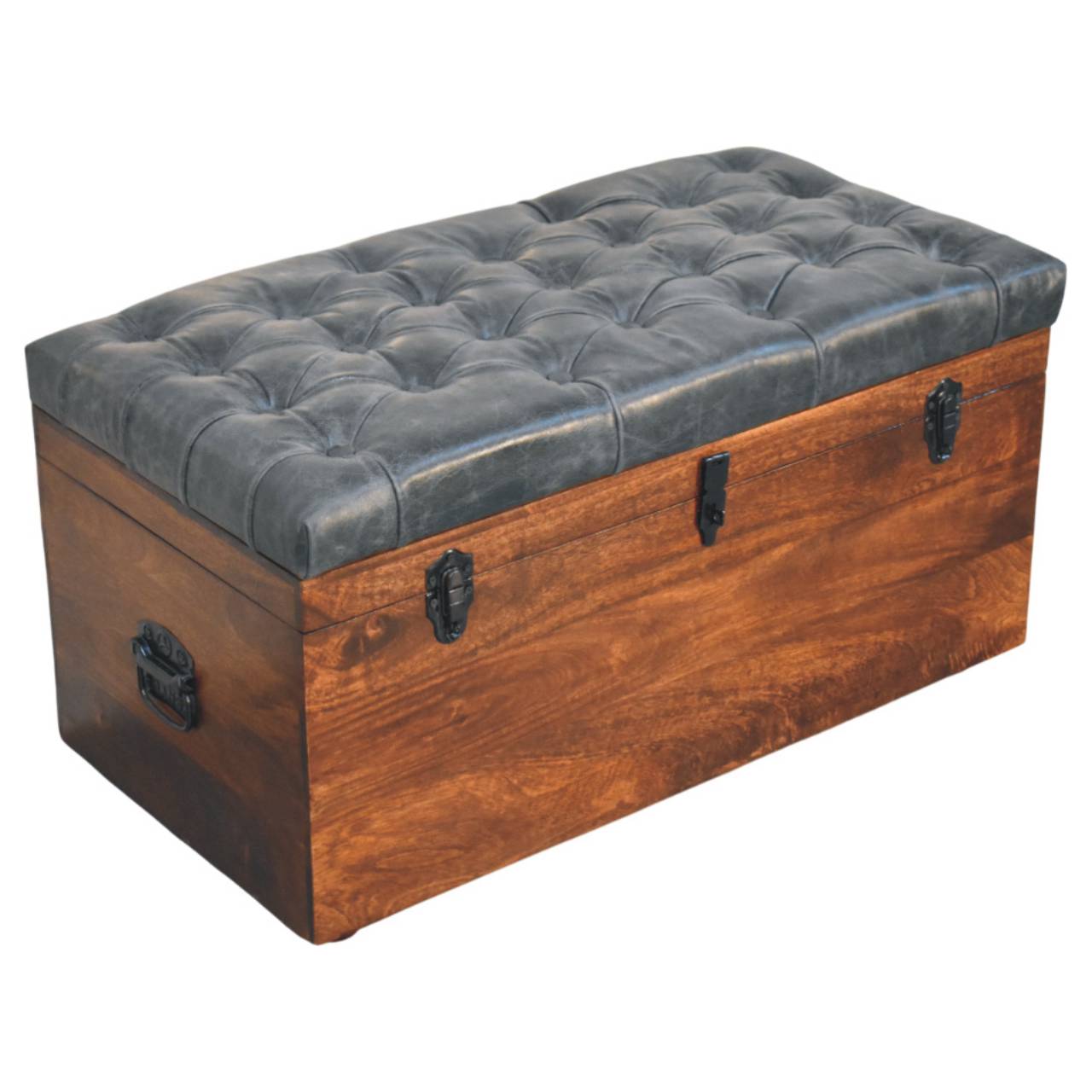 Heritage Collection Black Buffalo hide leather Storage Trunk
