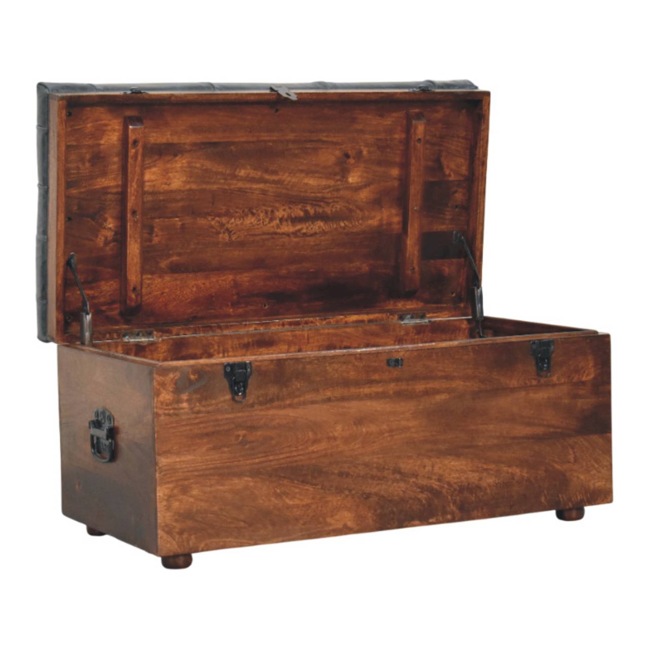Heritage Collection Black Buffalo hide leather Storage Trunk