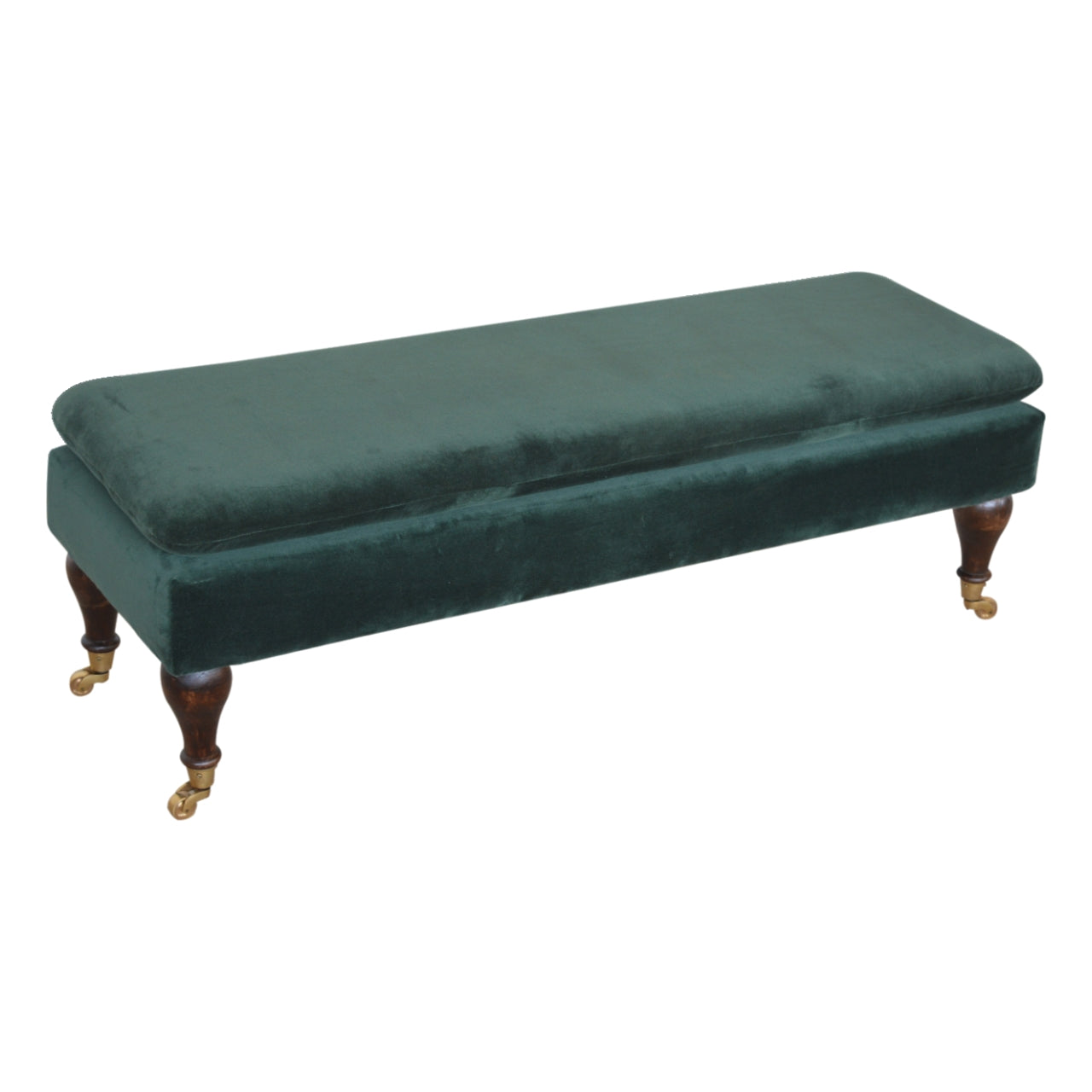 Heritage Collection Emerald Velvet Castor Bench
