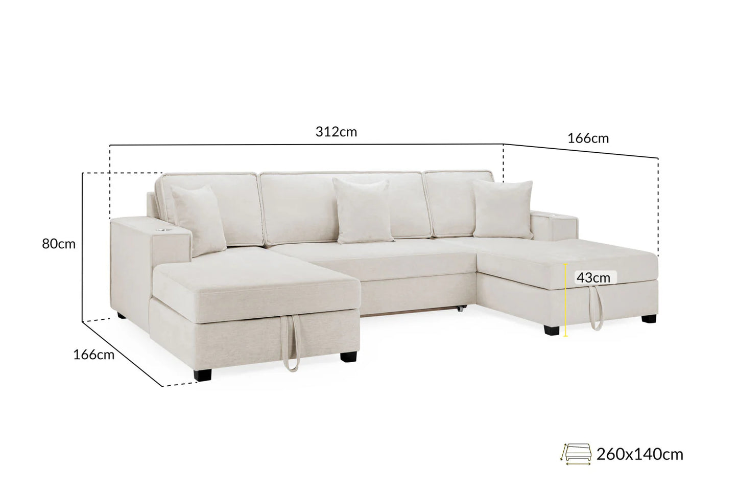 Mayfair Universal Corner U Shape Sofa Bed Sofa With Storage