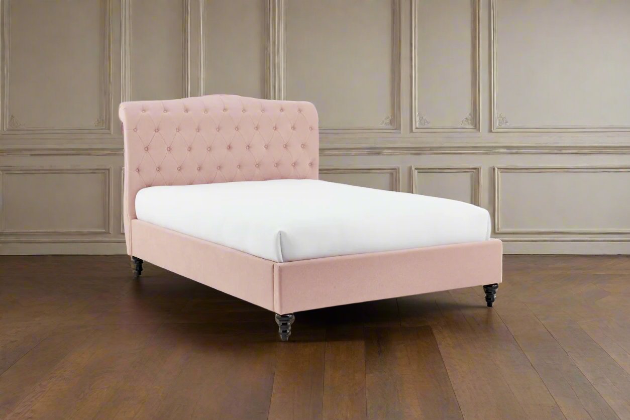 Pink Velvet Super Kingsize Bed Frame Heritage Home UK