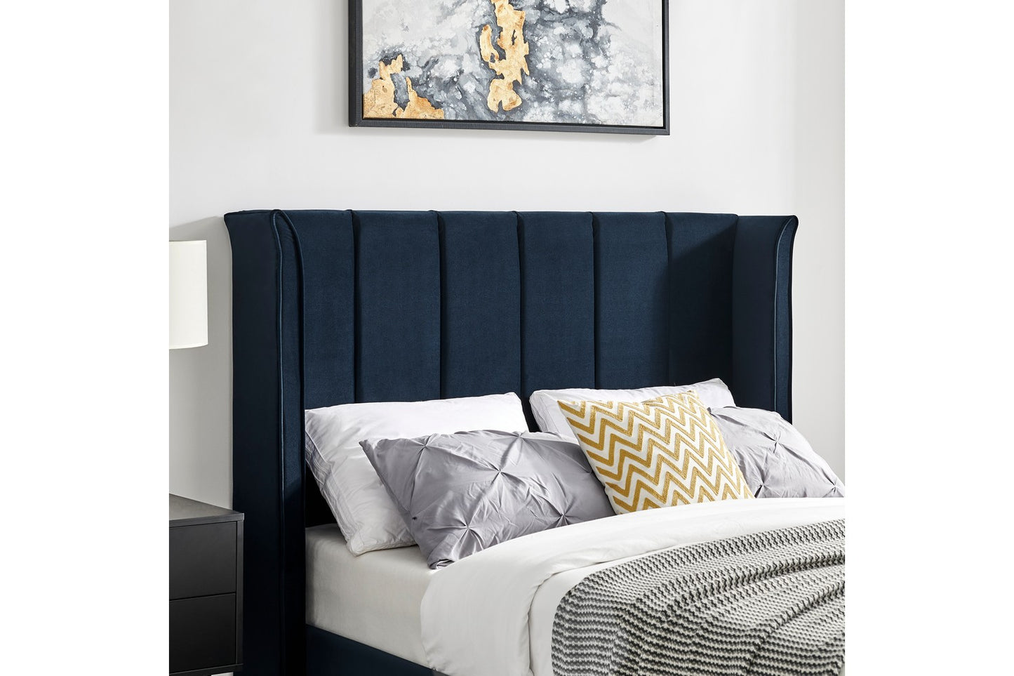 The Pumford Double Bed Frame Blue Velvet