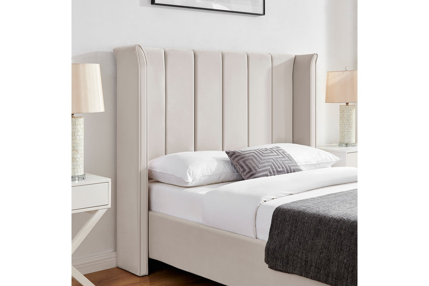 The Pumford Double Bed Frame Natural Velvet