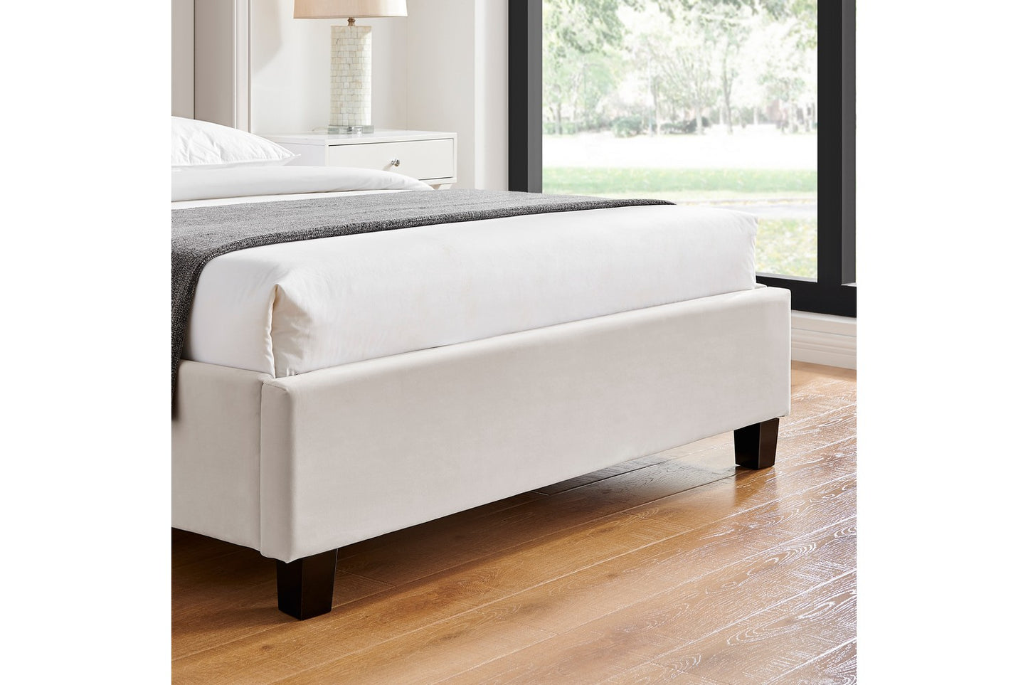 The Pumford Double Bed Frame Natural Velvet