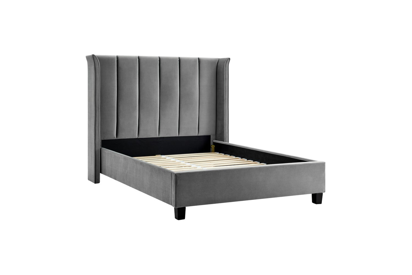 The Pumford Double Bed Frame Grey Velvet