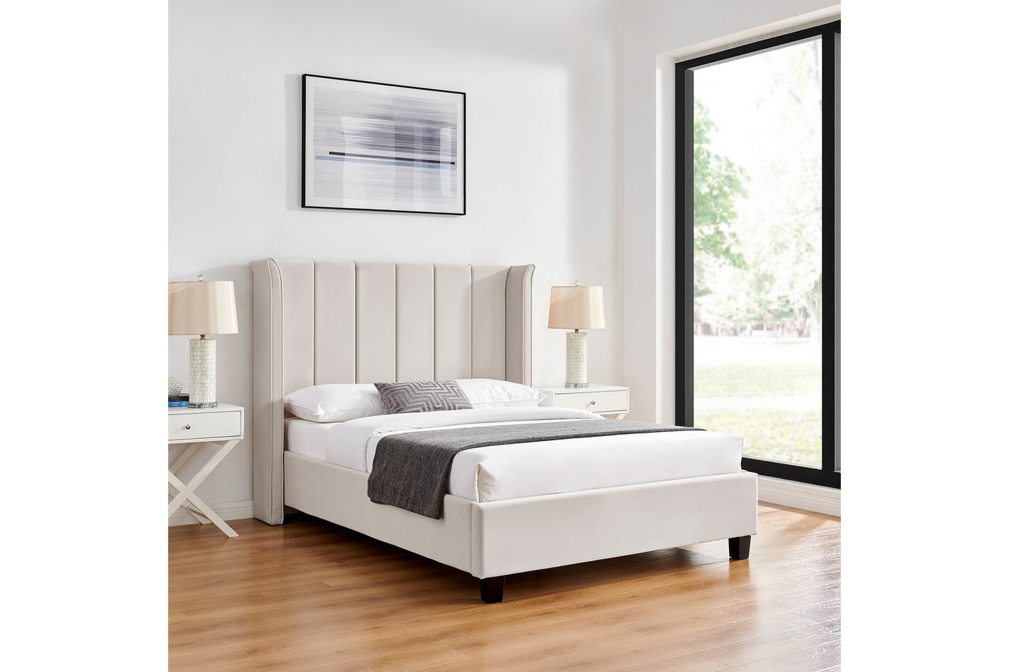 The Pumford Kingsize Bed Frame Natural Velvet