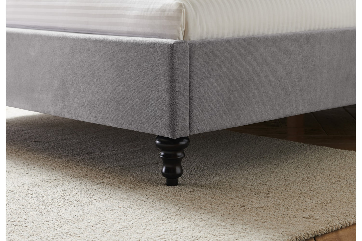 The Olivia Double Bed In Light Grey Velvet
