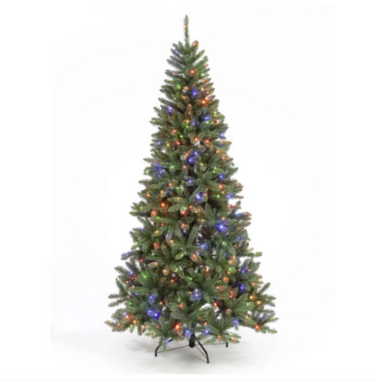 Pre Lit 7ft Monterrey Christmas Fir Tree with 450 Multi Coloured LEDs