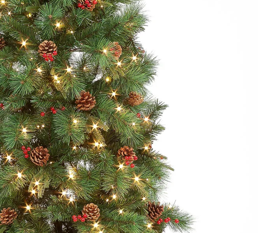 Pre-Lit 7ft Cranberry Pine Christmas Tree with 350 Warm White LEDs