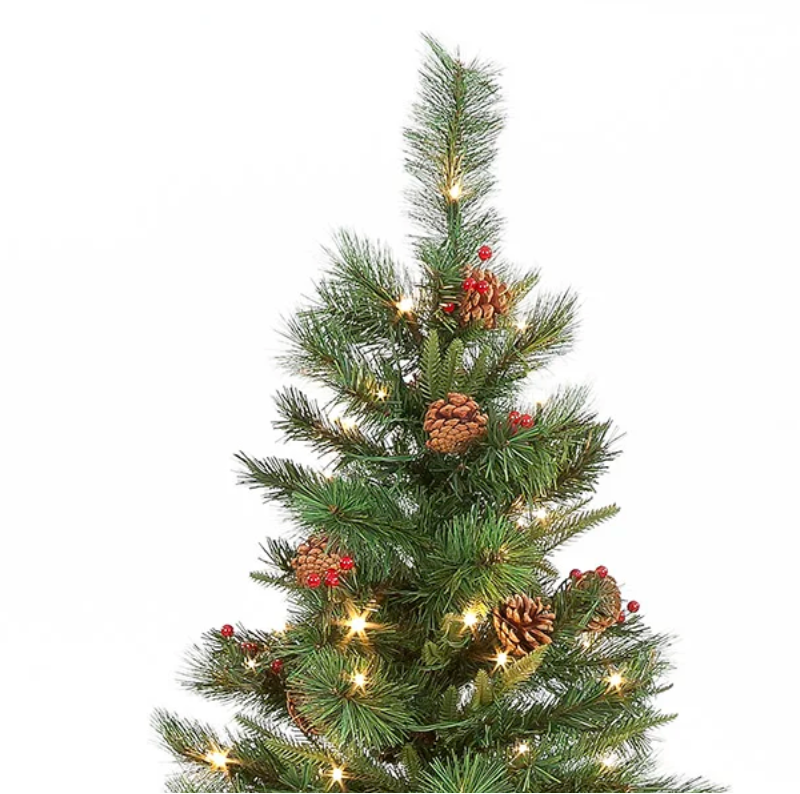 Pre-Lit 7ft Cranberry Pine Christmas Tree with 350 Warm White LEDs