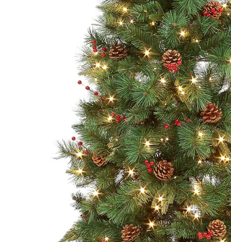 Pre-Lit 7ft Cranberry Pine Christmas Tree with 350 Warm White LEDs
